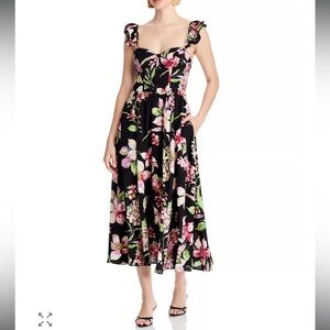 AQUA Floral Corset Midi Dress